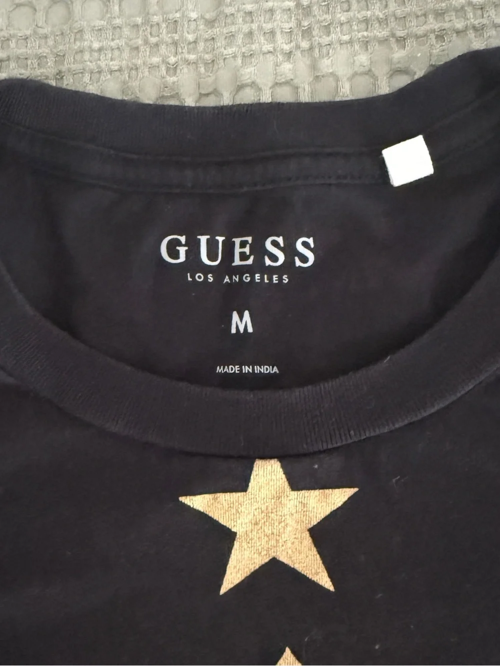 GUESS Black Tee with Gold Crest & Pink Accent - Picture 4 of 6